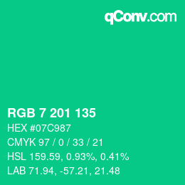 Color code: RGB 7 201 135 | qconv.com
