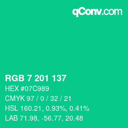 Color code: RGB 7 201 137 | qconv.com