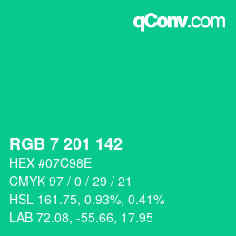 Color code: RGB 7 201 142 | qconv.com