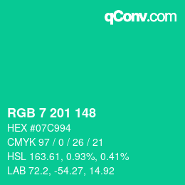 Color code: RGB 7 201 148 | qconv.com