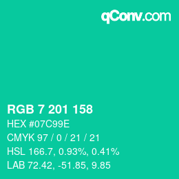 Color code: RGB 7 201 158 | qconv.com