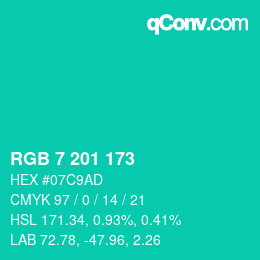 Color code: RGB 7 201 173 | qconv.com
