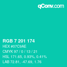 Color code: RGB 7 201 174 | qconv.com