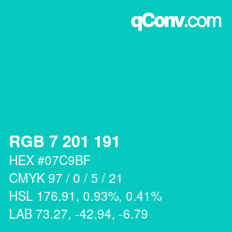 Color code: RGB 7 201 191 | qconv.com