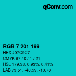 カラーコード: RGB 7 201 199 | qconv.com