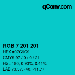 Color code: RGB 7 201 201 | qconv.com