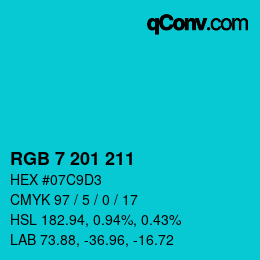 Color code: RGB 7 201 211 | qconv.com