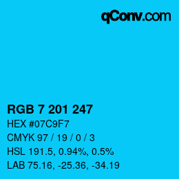 Color code: RGB 7 201 247 | qconv.com