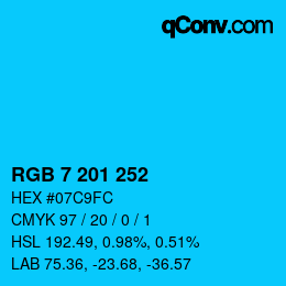Color code: RGB 7 201 252 | qconv.com