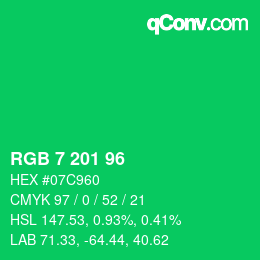 Color code: RGB 7 201 96 | qconv.com
