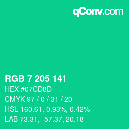 Color code: RGB 7 205 141 | qconv.com