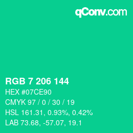 Color code: RGB 7 206 144 | qconv.com