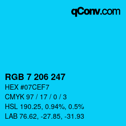 Color code: RGB 7 206 247 | qconv.com