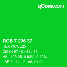 Color code: RGB 7 206 37 | qconv.com