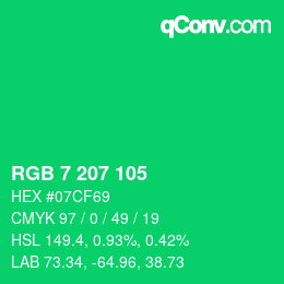Color code: RGB 7 207 105 | qconv.com