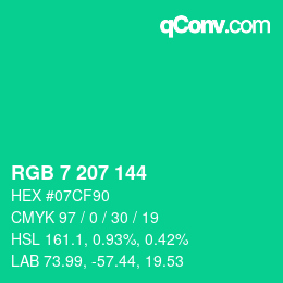 颜色代码: RGB 7 207 144 | qconv.com