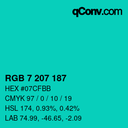Color code: RGB 7 207 187 | qconv.com