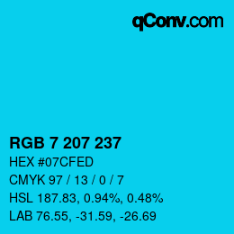 颜色代码: RGB 7 207 237 | qconv.com