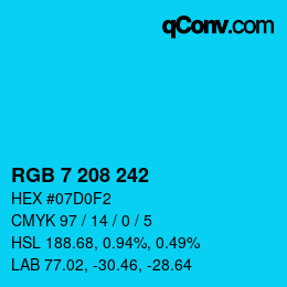 Color code: RGB 7 208 242 | qconv.com