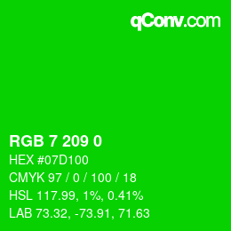 Color code: RGB 7 209 0 | qconv.com