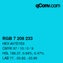 颜色代码: RGB 7 209 233 | qconv.com