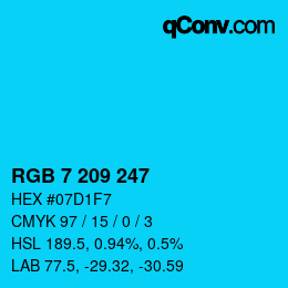 カラーコード: RGB 7 209 247 | qconv.com