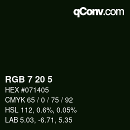 Color code: RGB 7 20 5 | qconv.com