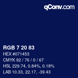 Color code: RGB 7 20 83 | qconv.com