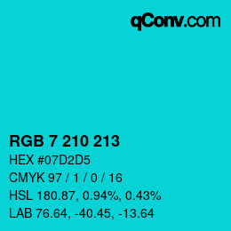 Color code: RGB 7 210 213 | qconv.com