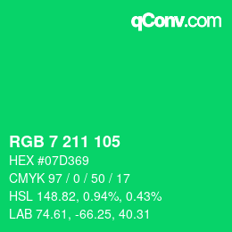 Color code: RGB 7 211 105 | qconv.com