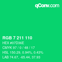 カラーコード: RGB 7 211 110 | qconv.com