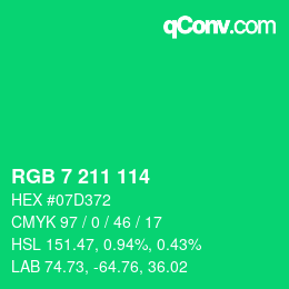 Color code: RGB 7 211 114 | qconv.com