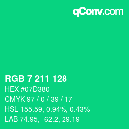 カラーコード: RGB 7 211 128 | qconv.com