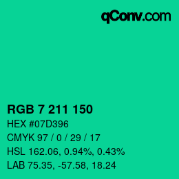 Color code: RGB 7 211 150 | qconv.com