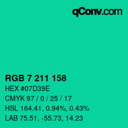 Color code: RGB 7 211 158 | qconv.com