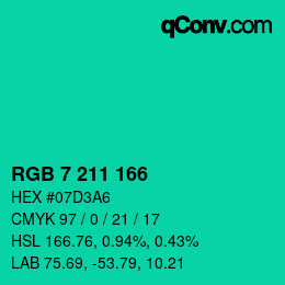 Color code: RGB 7 211 166 | qconv.com