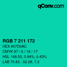 Color code: RGB 7 211 172 | qconv.com