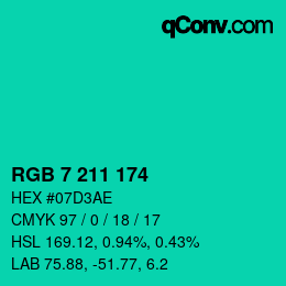 Color code: RGB 7 211 174 | qconv.com