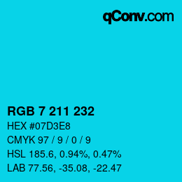 カラーコード: RGB 7 211 232 | qconv.com