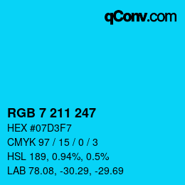 Color code: RGB 7 211 247 | qconv.com