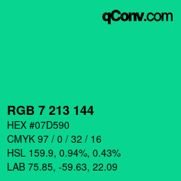 颜色代码: RGB 7 213 144 | qconv.com