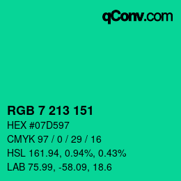 Color code: RGB 7 213 151 | qconv.com