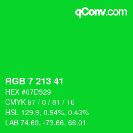 Código de color: RGB 7 213 41 | qconv.com