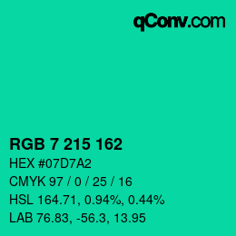 Color code: RGB 7 215 162 | qconv.com