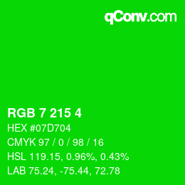 Color code: RGB 7 215 4 | qconv.com