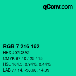 Color code: RGB 7 216 162 | qconv.com