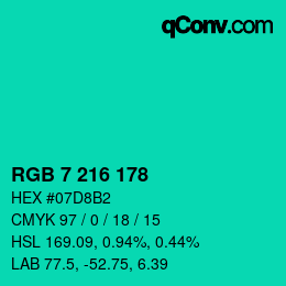 Color code: RGB 7 216 178 | qconv.com
