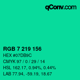 Color code: RGB 7 219 156 | qconv.com