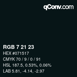 Color code: RGB 7 21 23 | qconv.com