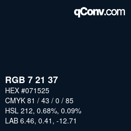 Color code: RGB 7 21 37 | qconv.com